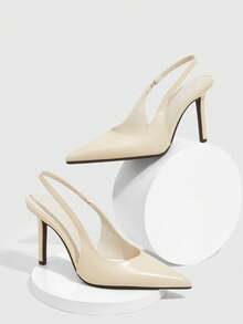 CUCCOO SZL Ladies Pointed Sexy PU Glossy High Heel Women's Shoes Thin Heel Commuter Avant-Garde Party With Light Apricot - Beige - View 3