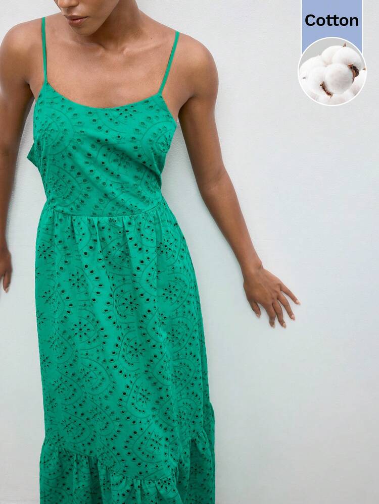 SHEIN Maija Outfit Deas For Dress,Women's Casual Solid Color Hollow Embroidery Lace-Up Backless Dress,Going Out Outfits,Casual Dresses For Women ,Vacation Outfits Women Green Beach Dress Green Maxi Dress Women,Vacation Outfits Women,Summer Holiday Outfits ,Beach Vacation Outfits For Women Green Sundress Green Dress For Vacation Green Summer Dress Women Women's Summer Dresses Women Maxi Dresses New In Dresses Summer Dresses For Women Holiday Women's Spring Dress