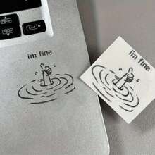 MINKOJA 1/3PCS Stiker Logam Lucu dan Sarkastik "I'm Fine" - Stiker Laptop Kertas Mengkilap Tahan Air dengan Desain "I'm Fine" yang Humor, Mudah Dikupas & Ditempel untuk Aksesori Teknologi DIY (Sekali Pakai) - Perak - View 3