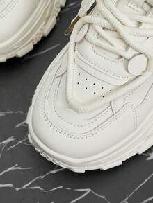 Vate 女士休闲时尚厚底坡跟运动鞋 - 米色 - 查看 5