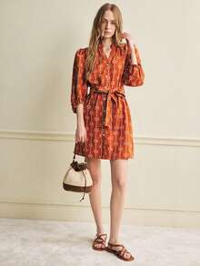 Écloséra 新款春夏七分袖收腰修身连衣裙 - 鮮紅色 - 查看 7