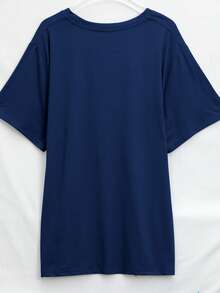 EMERY ROSE “与众不同也没关系”T恤，神经多样性礼物，特殊教育T恤，AAC教师T恤，印花图案T恤，女士休闲短袖上衣 - 藏蓝色 - 查看 2