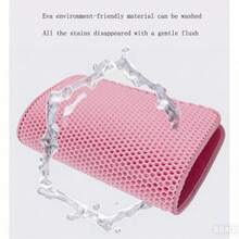 1 pieza Alfombrilla de arena para gatos de EVA de doble capa, lavable e impermeable, con entrada abierta en la parte superior para uso en interiores del hogar - Rosa - Ver 2