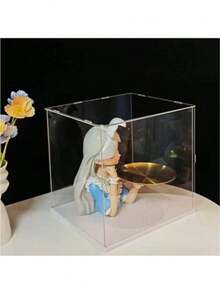 1个透明白色亚克力收藏品展示盒 – 防尘收纳盒，适用于雕像、模型、玩偶 – 艺术品收纳展示架（安装视频请点击此链接） - 白色 - 查看 3