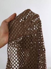 Bonvoyette Bañador bikini triángulo halter liso con cover up - Café integral - Ver 9