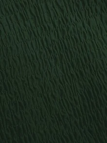 Sweetra Kemeja Ukuran Besar Gaya Gelap Kerah Persegi Jacquard Pinggang Mengembang - Hijau Tentara - View 3
