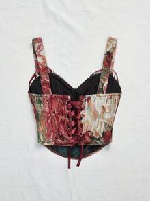 Soleia Women's Elegant Jacquard Tie-Up Camisole For Summer,Summer Top - Multicolor - View 2