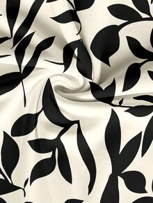 EMERY ROSE Blusa casual de manga corta con estampado de plantas para vacaciones de mujer - Multicolor - Ver 3