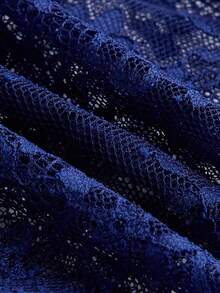 SHEIN Mono de lencería de encaje floral - Azul Marino - Ver 5