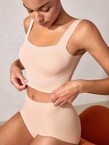 素色無痕無鋼圈內衣 - 杏色 - 查看 9