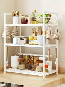 1 Giá đỡ lò vi sóng nhiều tầng bằng sắt có móc treo, tiết kiệm không gian, không cần lắp ráp, giá để đồ chịu lực cao, kệ đựng đồ nhà bếp. - Nhiều màu - Xem 2