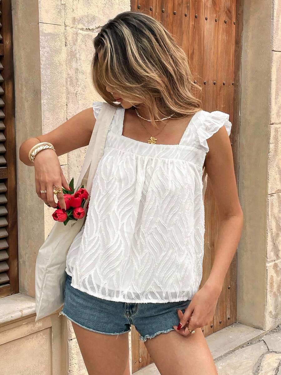 Serisse Women's Vacation Casual Solid Color Cutout Blouse,Summer Top - White - View 1
