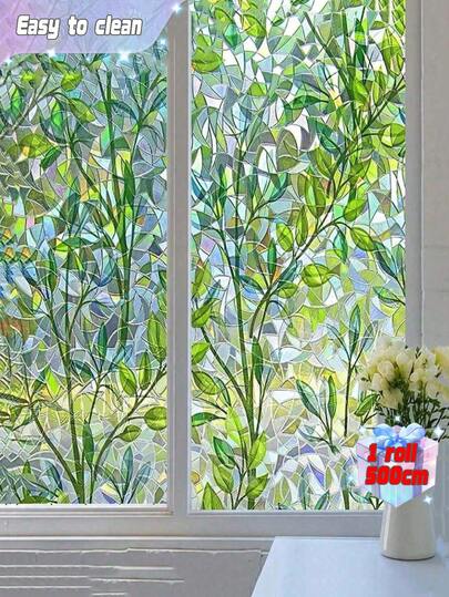 1 rouleau de film de confidentialité pour fenêtre, film de fenêtre en verre teinté arc-en-ciel, film de fenêtre adhésif décoratif réutilisable pour la pièce