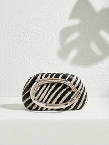 SHECARRY 女士时尚金属光泽晚宴手拿包，完美搭配新娘伴娘、派对包，适合派对、婚礼、舞会、晚宴/宴会，可搭配节日派对礼服、晚礼服和亮片连衣裙。 - 黑與白 - 查看 5