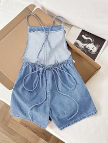 Comfortcana Bộ áo liền quần denim thường ngày dành cho nữ cỡ lớn - Rửa nhẹ - Xem 2