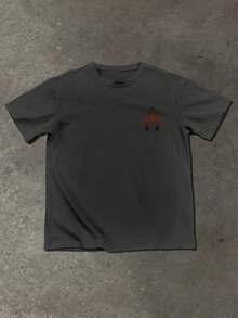 Manfinity EMRG 男士极简印花圆领短袖T恤 - 深灰色 - 查看 4