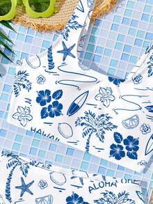 Conjunto de traje de baño de camiseta y bikini triangular minimalista casual para niñas preadolescentes, adecuado para el verano - Multicolor - Ver 5