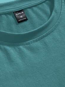 Manfinity EMRG Camiseta casual con estampado de letras para hombres - Azul - Ver 3