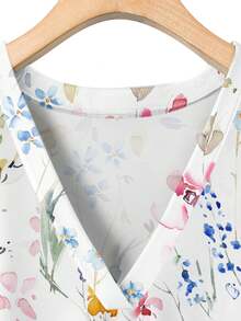 EMERY ROSE Watercolor Floral Casual Minimalist Plus Size T-Shirt, Suitable For Summer - Multicolor - View 5