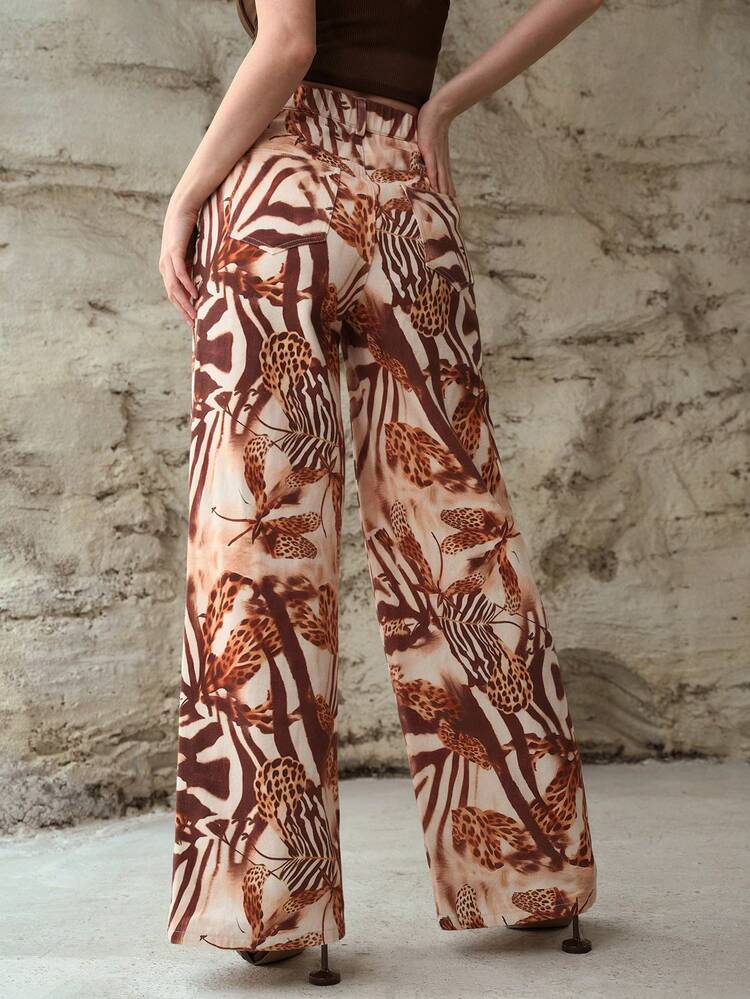 WOMEN'S SLIMMING ALL OVER PRINTED WIDE-LEG JEANS, SPRING/SUMMER