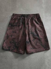 STYNVO Quần short nam kiểu dáng thường ngày, in họa tiết nhuộm tie-dye, có dây rút ở eo và túi. - Cà phê nâu - Xem 2