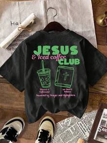 Casual Blouses For Women, White T-Shirt With Phrase "But First Cafecito" And Coffee Cup With Hearts, Women's Tops Ideal For Coffee Lovers And Fun Style. - 黑色 - 查看 2
