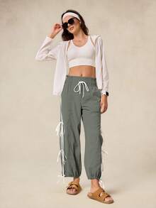 OutZeal 女士户外裤 露营徒步 防水高腰侧开衩设计 带口袋 - 軍綠色 - 查看 6