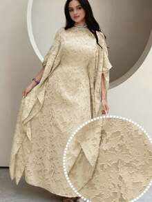 Yasmyna 女士土耳其长款连衣裙和阿拉伯传统长袍 - 杏色 - 查看 3