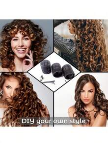 Self Grip Hair Rollers 6/12pcs, No Heat Curlers With Black Clips For Long/Short Hair - Black - View 11