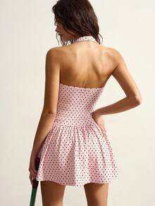 VARSIVA Women's Casual Polka Dot Print Halter Neck Sports Dress, Summer - Multicolor - View 9