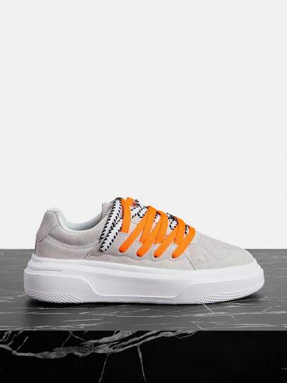 Vate 女士厚底缓震运动鞋，透气拼接绒面革，多色撞色设计，系带纯色圆头低帮厚底休闲鞋，街头风女士日常步行/旅行鞋，春秋季撞色运动鞋