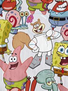 SpongeBob SquarePants | SHEIN Tween Boys Crew Neck Short Sleeve Cute Cartoon Print Casual Versatile T-Shirt, All-Over Print - White - View 4