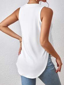 BamGleam Áo tank top nữ đơn sắc tối giản, phong cách thường ngày. - trắng - Xem 2