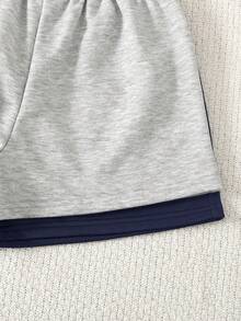 Set de 2 pantalones cortos de punto de pierna ancha de unicolor para niñas preadolescentes - Azul Marino - Ver 3