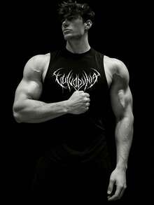 RISE LYT Men's Summer Graphic Print Compression Sports Tank Top Compression Shirt Men - Black - View 3