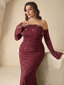 Coutiva 奢华串珠晚礼服，高端正式礼服，优雅名媛高级定制 - 酒紅色 - 查看 3