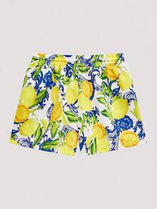 Open Phase Men's Lemon Fruit Pattern Beach Shorts, Made Of Mesh Fabric And Suitable For Swimming, Vacation, Workout, Gift, Hawaiian , Retro American, Unisex, Relaxed Fit Summer Outfits – Suitable For Everyday Wear And Summer Holiday Outfits. - Yellow - View 3