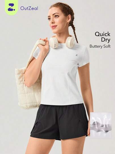 OutZeal 女士运动T恤 日常休闲速干弹力短袖运动上衣