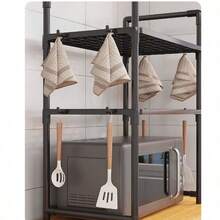 1 PC Microwave Shelf: Kitchen Oven Storage Rack, Reinforced Microwave Spice Rack, Multi-Tiered Household Kitchen Storage Cabinet & Kitchen Shelving Unit - Multicolor - View 9