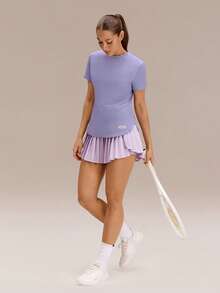 GLOWMODE Áo thun cổ tròn dáng regular fit, dài đến eo, chất liệu cotton Pima, với dòng chữ "Love You More", mềm mại, thoáng khí, nhẹ, thích hợp mặc hàng ngày. - Màu tím hoa cà - Xem 8