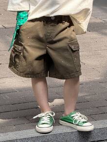 DAZY Young Boy Cargo Pocket Loose Casual Denim Shorts - Grey - View 4