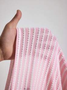 女士假日套装条纹针织不对称短裤 - 粉色 - 查看 8