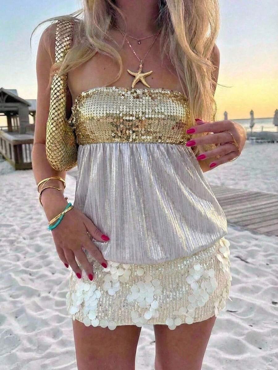 Aloruh 杏色3D立体花卉露背吊带背心，优雅性感，适合派对和外出穿着