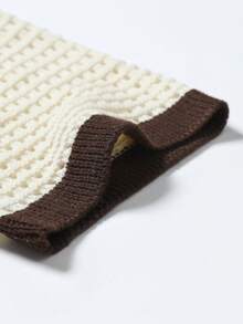 Manfinity CityGents 男士撞色纽扣镂空针织上衣 男士意大利度假装扮 男士钩针衬衫 希腊度假装扮 - 杏色 - 查看 4