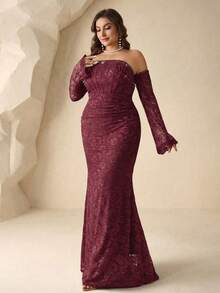 Coutiva 奢华串珠晚礼服，高端正式礼服，优雅名媛高级定制 - 酒紅色 - 查看 8