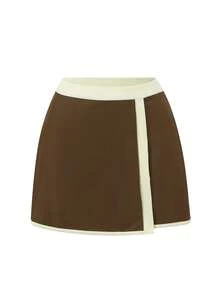 Swim Oasis Conjunto de traje de baño para mujer, falda asimétrica con un hombro y calado, conjunto de 2 piezas para vacaciones de verano y playa - Multicolor - Ver 3