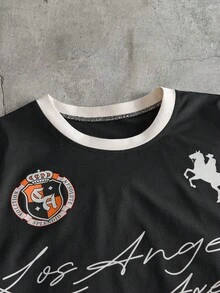 AXEPEAK Men's Casual Printed Short Sleeve Round Neck T-Shirt - Black - View 3