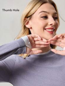 OutZeal Women Sports Tee Daily Casual Soft Layered Look Long Sleeve Active Tops - Dusty Purple - View 5