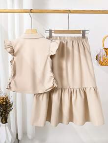 SHEIN Sparklyn 两件套，少女软萌夏日连衣裙，裤子，少女时代，优雅装扮，派对造型，复古植物风，海滩周末，海岛风，夏日穿搭，复古韵味，实用时尚，都市盛宴，度假风，复古，显瘦透视设计，花开野餐核心 - 綠色 - 查看 2
