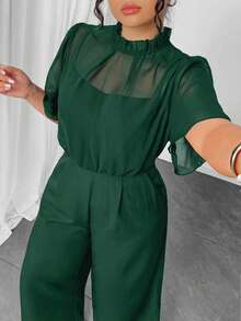 Mono de verano elegante para vacaciones y uso diario para mujeres de talla - Verde militar - Ver 5